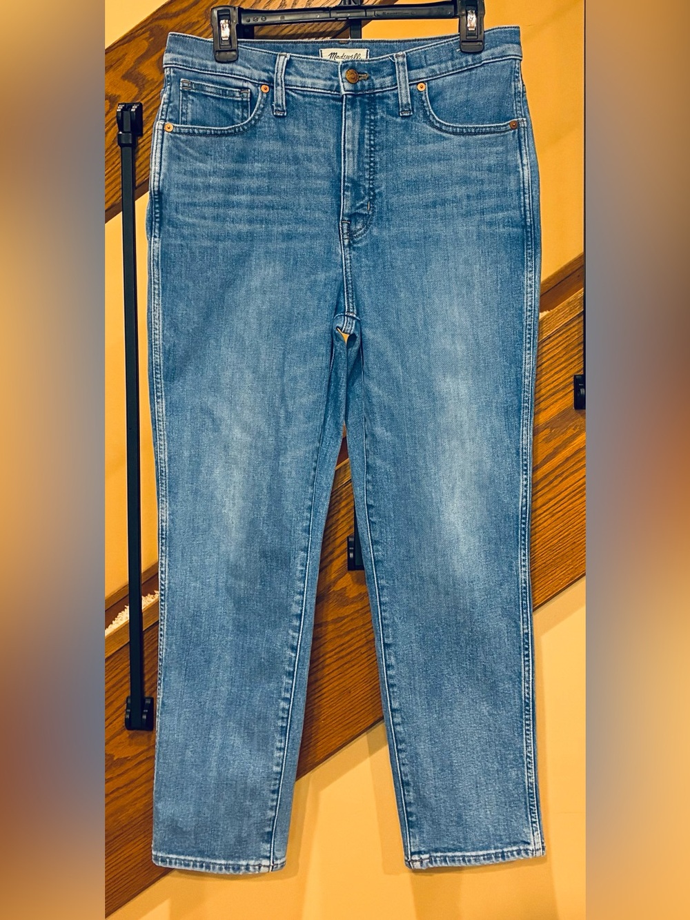 Madewell jeans stovepipe High-Rise Straight Leg Stretch med washSZ. 30